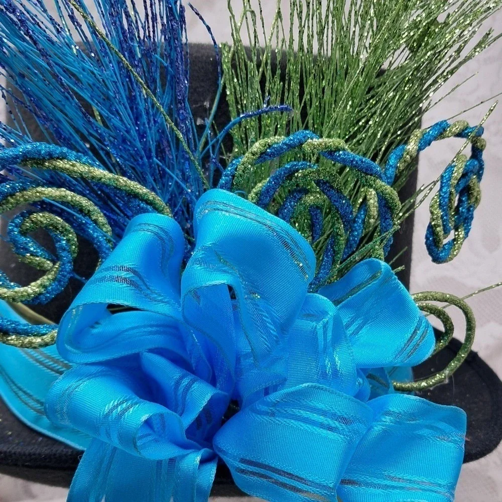 Whimsical Top Hat Blue Green Decorative Hat Party‎ Costume Unique
